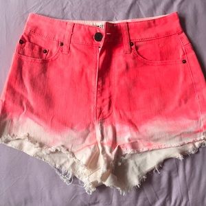 BDG neon pink high waist shorts